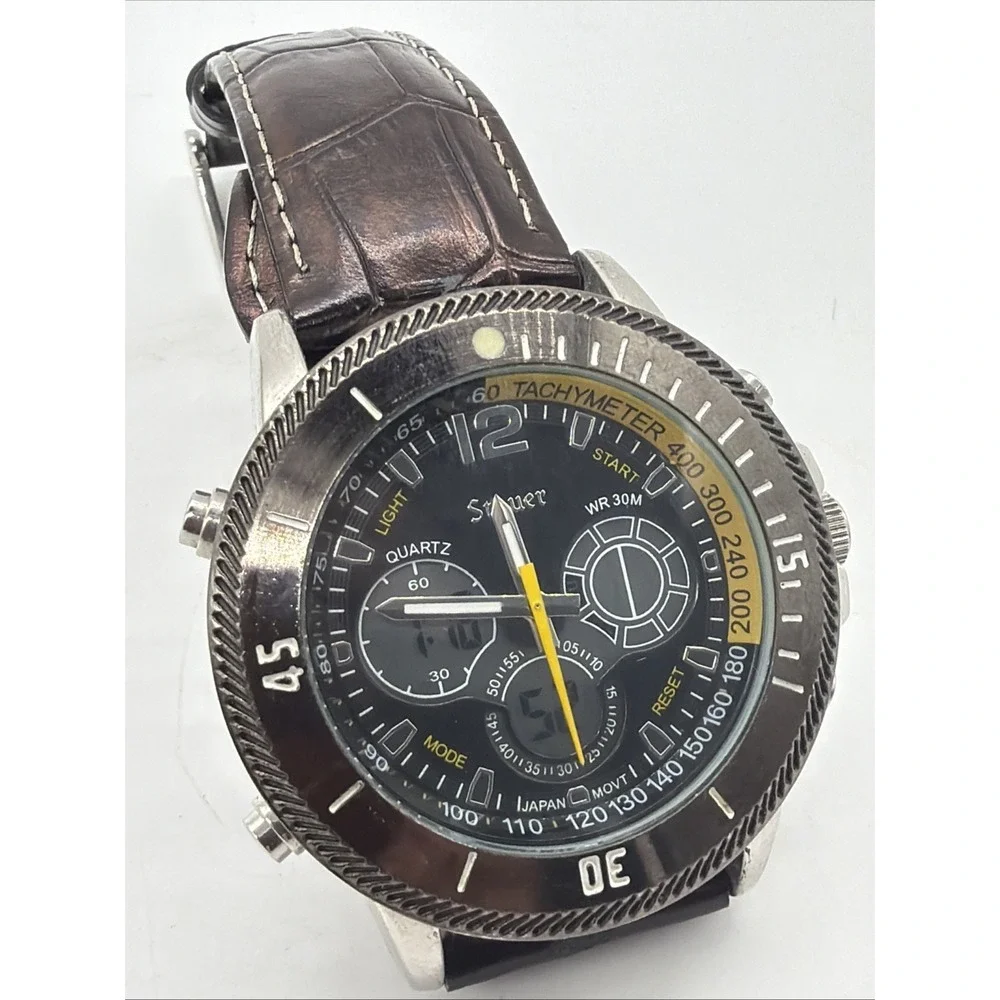 Mens Vintage AUTHENTIC STAUER HYBRID DIGITAL WR30 JAPAN MOVT 20410 WATCH‎